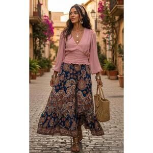 NWT 1. State surplice-neck top in pastel pink size small